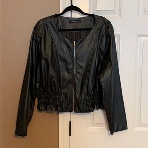 Ashley Stewart cropped faux leather jacket